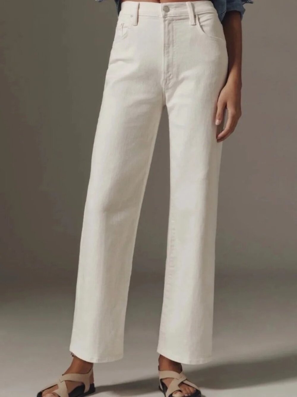 Mother The Rambler Zip Ankle Jeans Cream Puff Old Money Timeless Basic Womens 31